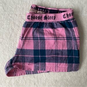 Vintage Juicy Couture Shorts Small Pink and Blue Plaid Sleep Shorts Pajamas 2011